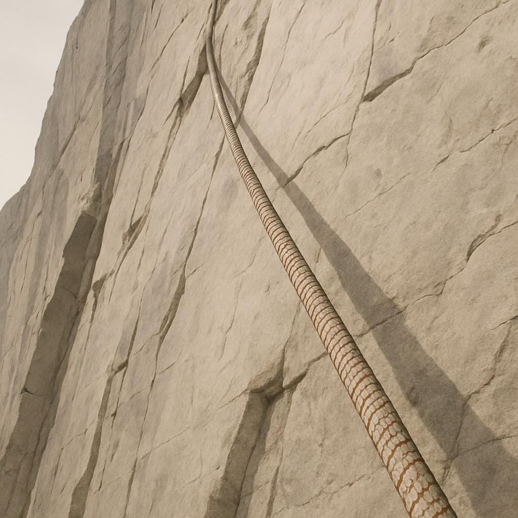 The wall, extending vertically through its middle, displays a band of textured surface, spanning a height that appears at ...